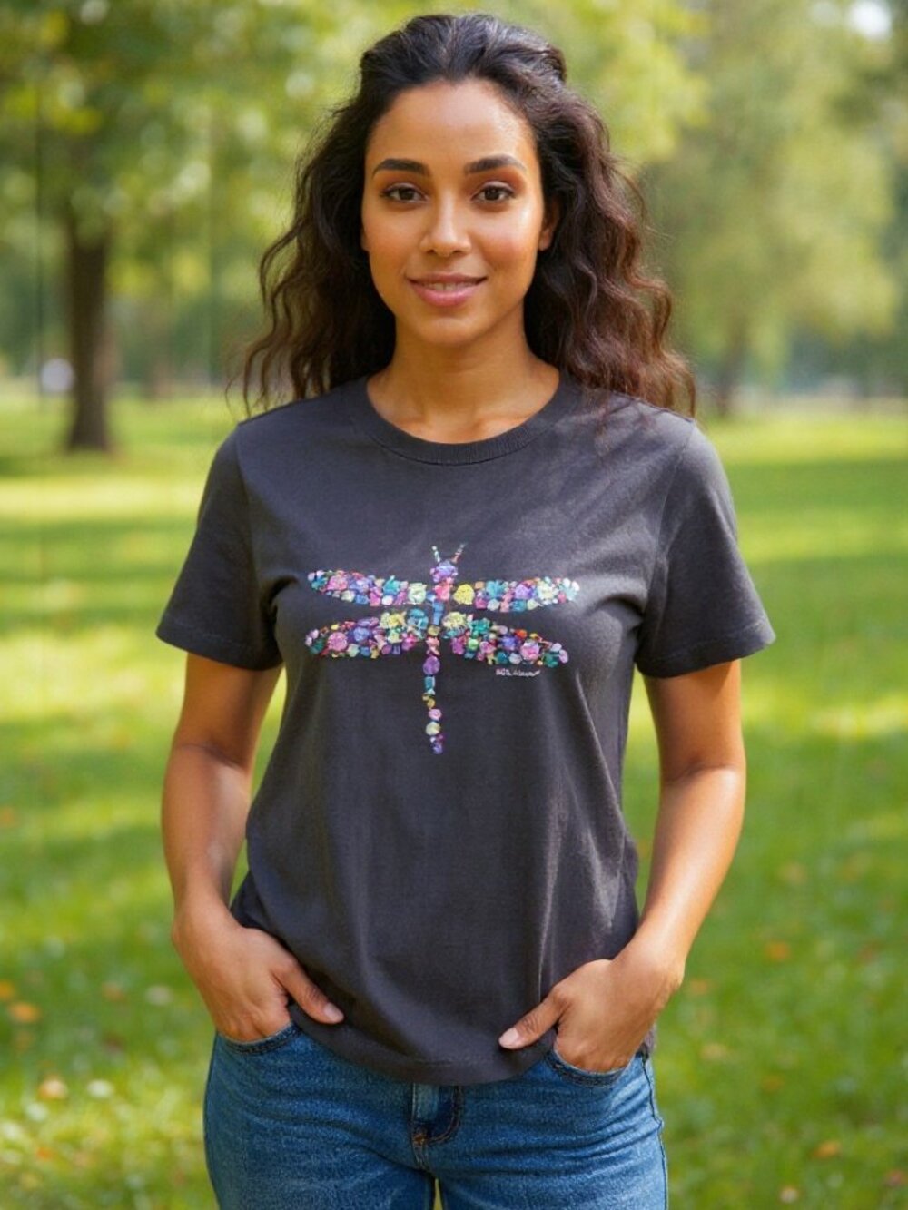 Life is Good W's Dragonfly Flowers Crusher-LITE Crew Neck Tee